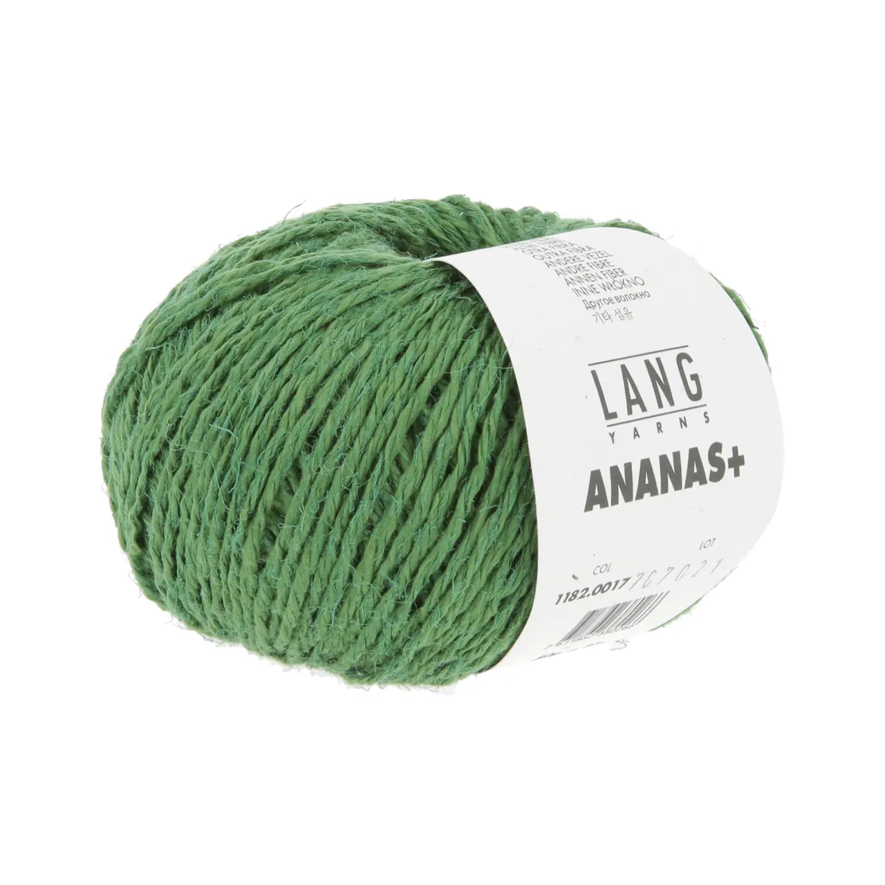Ananas+ 17 Grasgrün von Lang Yarns. ANANAS+ ist die dickere Variante unseres Garns aus Ananasfasern. Es eignet sich perfekt für Wohnaccessoires und dekorative Projekte die eine gute Formstabilität erfordern.