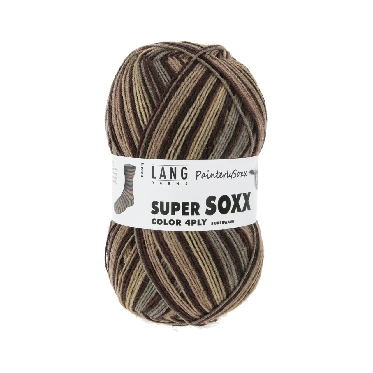 Super Soxx Color 4-Fach 550 Braun/Beige 1150 Sienna von Lang Yarns.