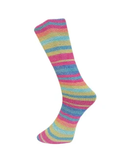 Sockenwolle mit Baumwolle 4Fach <br/>830-25&nbsp;Pink-Blau-Hellgrün