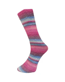 Sockenwolle mit Baumwolle 4Fach <br/>831-25&nbsp;Rosa-Pink-Blau