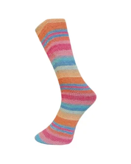 Sockenwolle mit Baumwolle 4Fach <br/>832-25&nbsp;Orange-Pink-Rosa-Blau