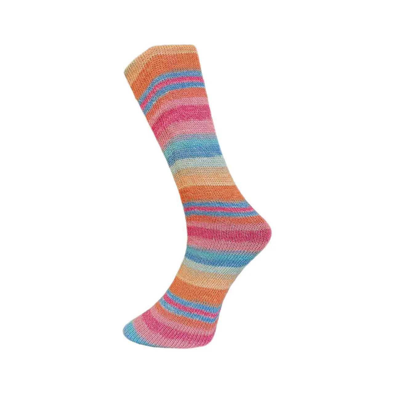 Sockenwolle mit Baumwolle 4Fach 832-25 Orange-Pink-Rosa-Blau von Ferner Wolle. Dieses hochwertige Sockengarn verbindet Strapazierfähigkeit mit angenehmem Tragekomfort. Der fein abgestimmte Materialmix mit Baumwollanteil sorgt für ein weiches Hautgefühl und ein ausgeglichenes Klima. Ideal für Socken und Strickprojekte die das ganze Jahr über getragen werden.