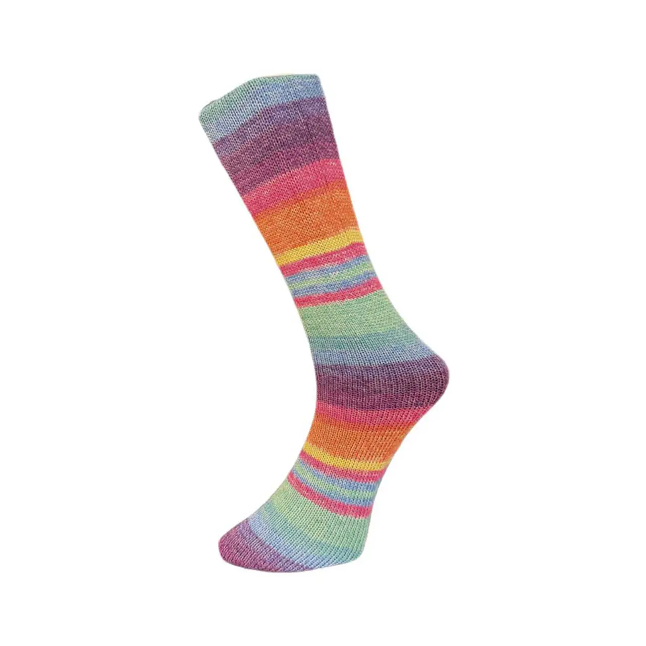 Sockenwolle mit Baumwolle 4Fach 835-25 Pink-Lila-Orange-Blau-Gelb von Ferner Wolle. Dieses hochwertige Sockengarn verbindet Strapazierfähigkeit mit angenehmem Tragekomfort. Der fein abgestimmte Materialmix mit Baumwollanteil sorgt für ein weiches Hautgefühl und ein ausgeglichenes Klima. Ideal für Socken und Strickprojekte die das ganze Jahr über getragen werden.