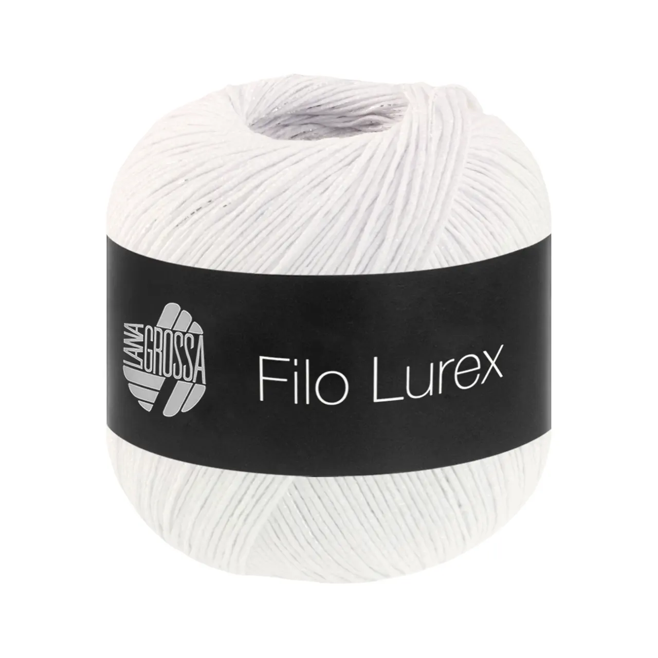 Filo Lurex 1 Weiß von Lana Grossa. Edles fest verzwirntes Baumwollgarn mit dezentem Lurexschimmer