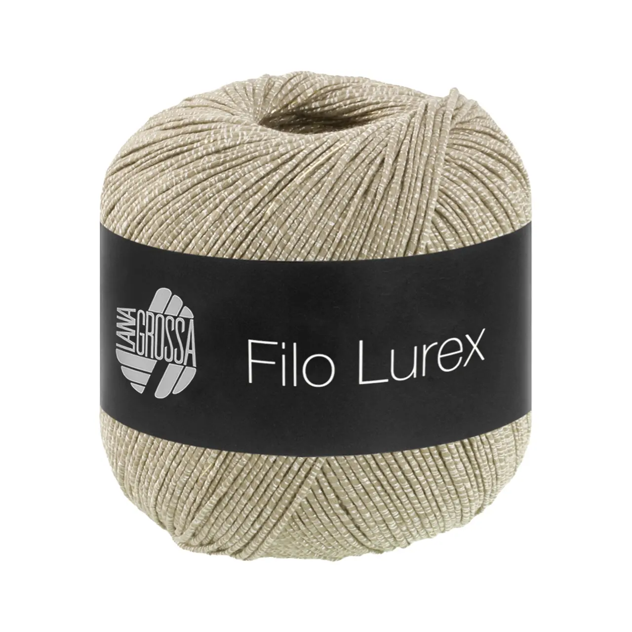 Filo Lurex 13 Khaki von Lana Grossa. Edles fest verzwirntes Baumwollgarn mit dezentem Lurexschimmer