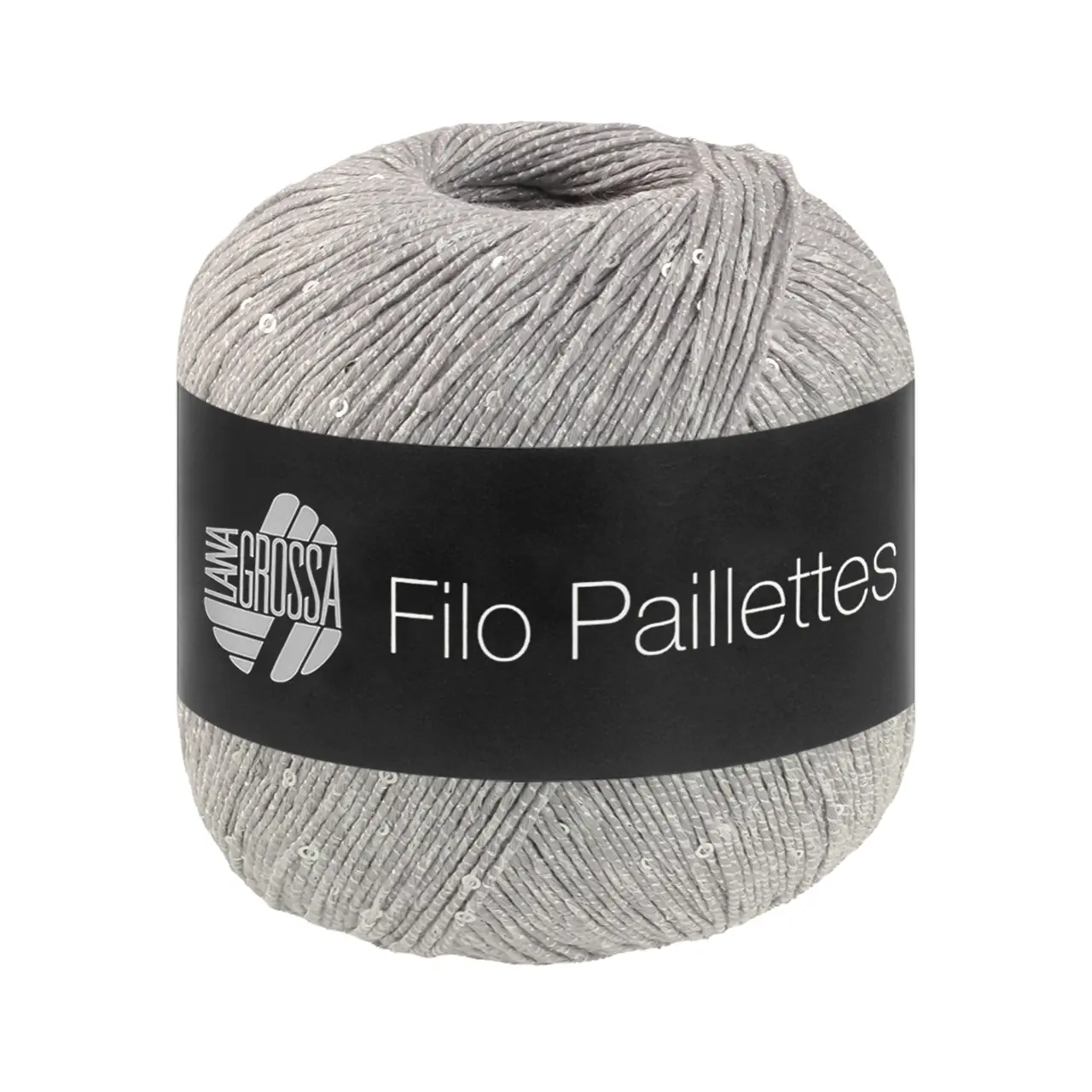 Filo Paillettes 14 Hellgrau von Lana Grossa. Edles fest verzwirntes Baumwollgarn mit Pailletten und Matt-Glanz-Effekt