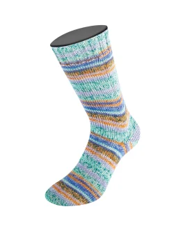 Meilenweit 100 Merino Extrafine Pepe <br>4147&nbsp;Orangebraun/<wbr>Lila/<wbr>Creme/<wbr>Dunkelgrün/<wbr>Türkis/<wbr>Blauviolett