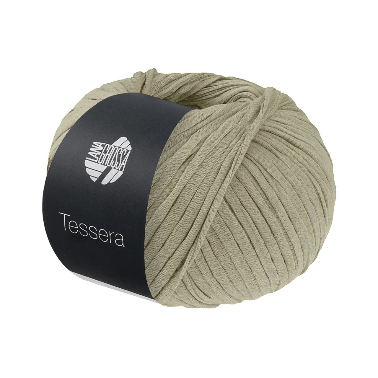 Tessera 1 Salbeigrün von Lana Grossa. Hochwertiges schmales Baumwoll-Bändchengarn in matter-papierfeiner Optik
