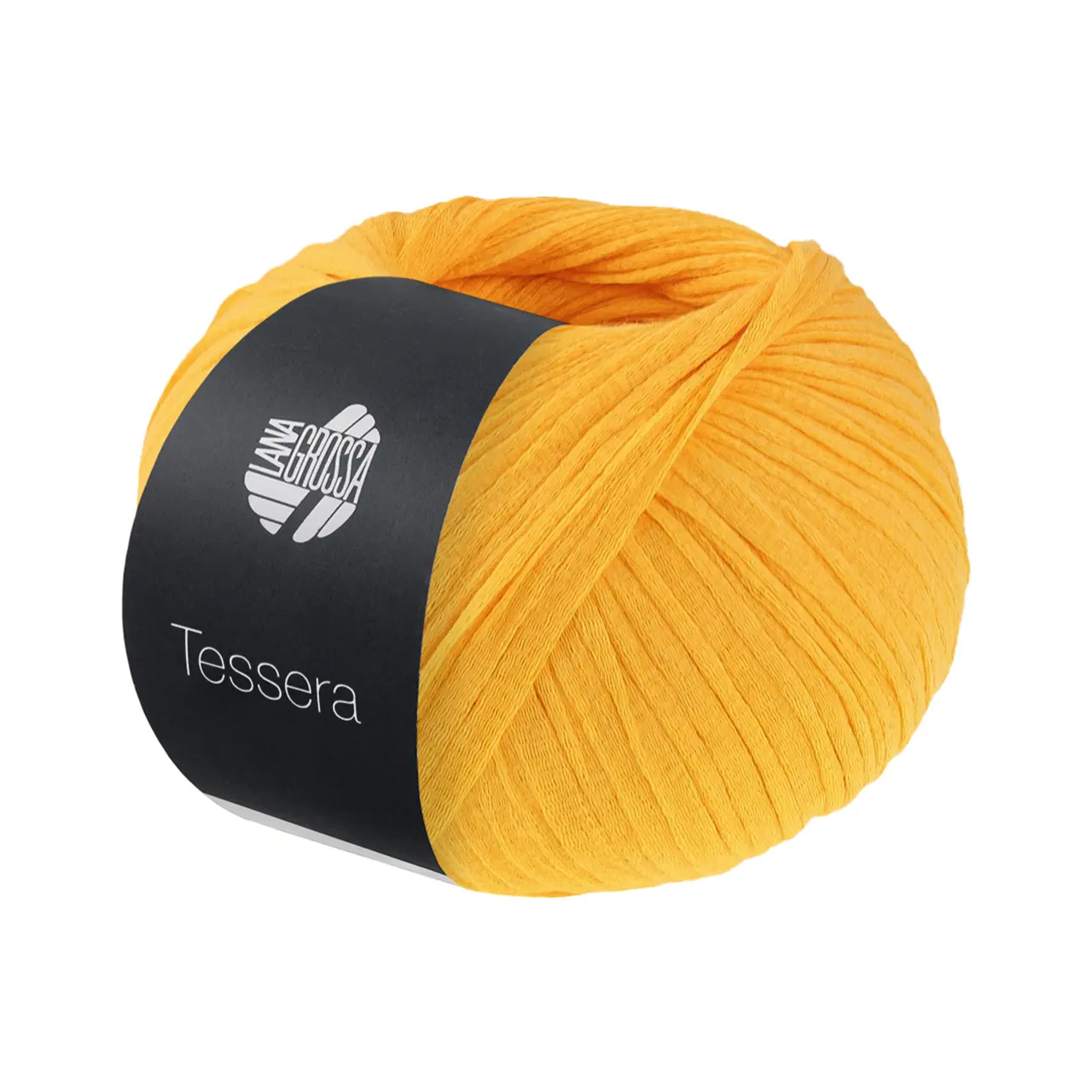 Tessera 5 Orange von Lana Grossa. Hochwertiges schmales Baumwoll-Bändchengarn in matter-papierfeiner Optik