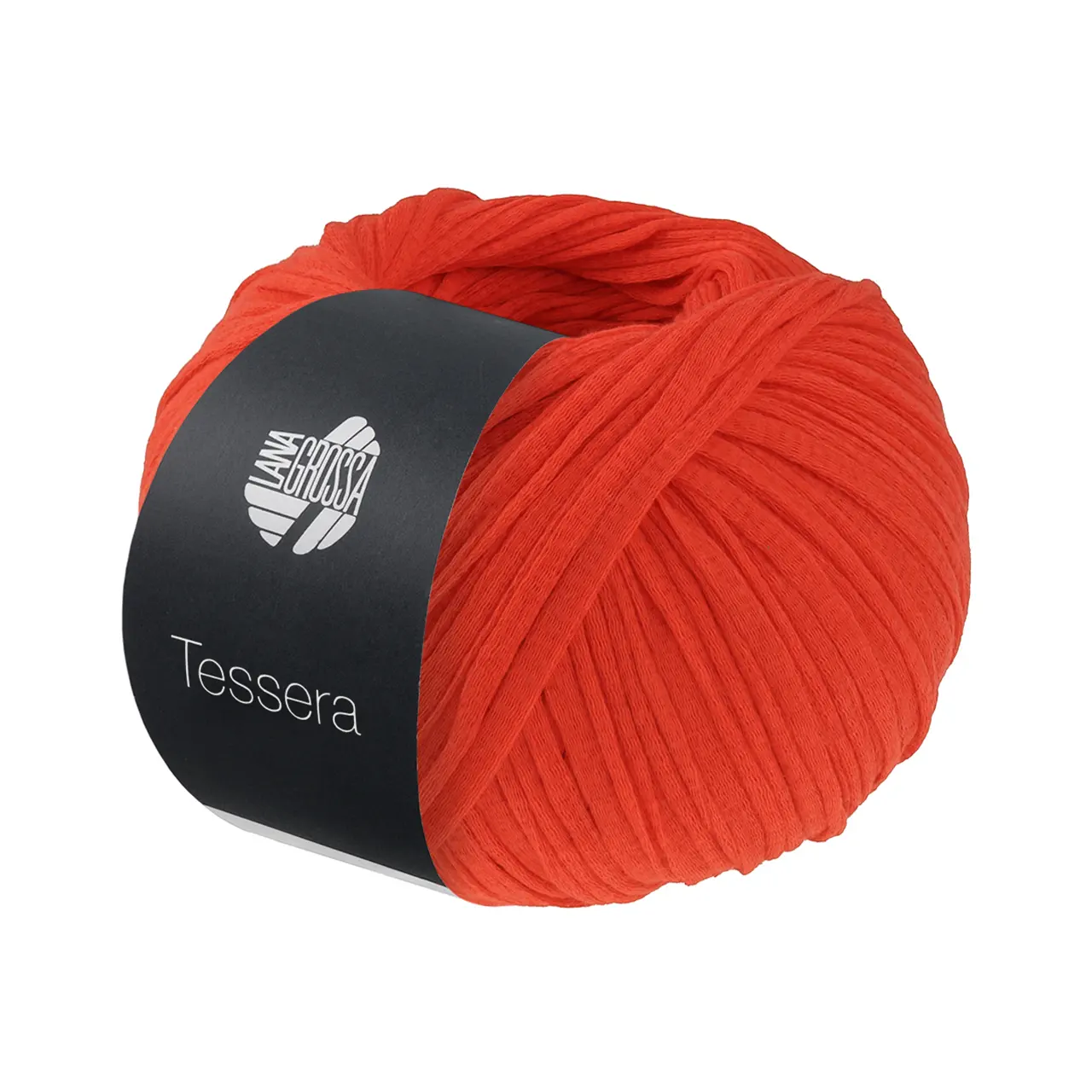 Tessera 7 Rot von Lana Grossa. Hochwertiges schmales Baumwoll-Bändchengarn in matter-papierfeiner Optik