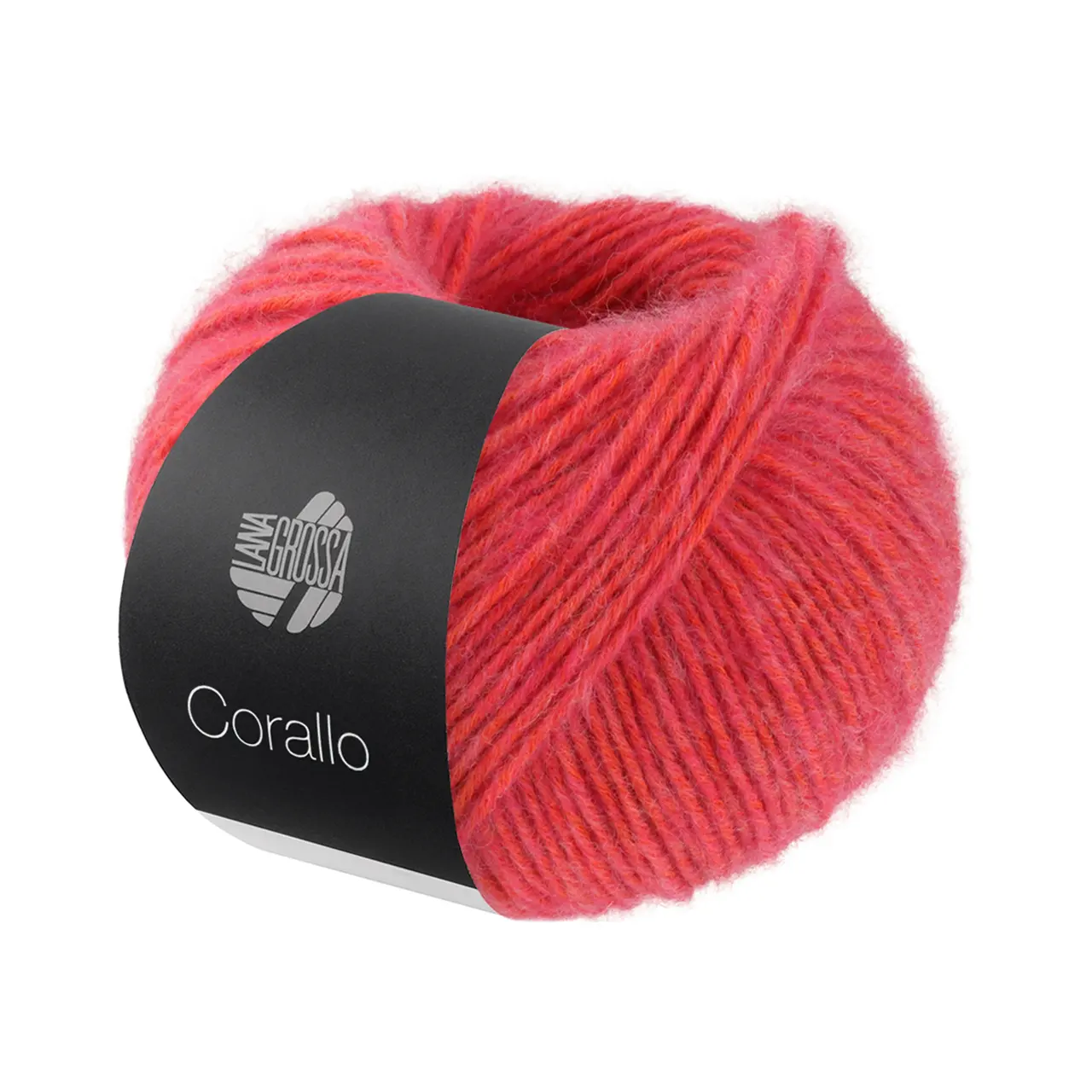 Corallo Uni 102 Orangerot von Lana Grossa. Ein modernes Effektgarn bei dem ein stabiles und zugleich weiches Baumwollnetz mit feinen Merinofasern gefüllt ist. Besonders geeignet für Pullover Cardigans Tücher und leichte Accessoires.
