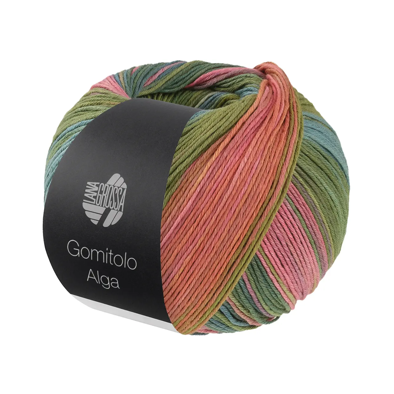 Gomitolo Alga 2025 Weiß/Hellblau/Blau/Hell-/Dunkelgrün/Pink/Pflaume/Türkis/Lachs/Petrol von Lana Grossa. Baumwollmischgarn mit Bambus & Seacell-Fasern in einem mehrfarbigen bunten Streifenverlauf