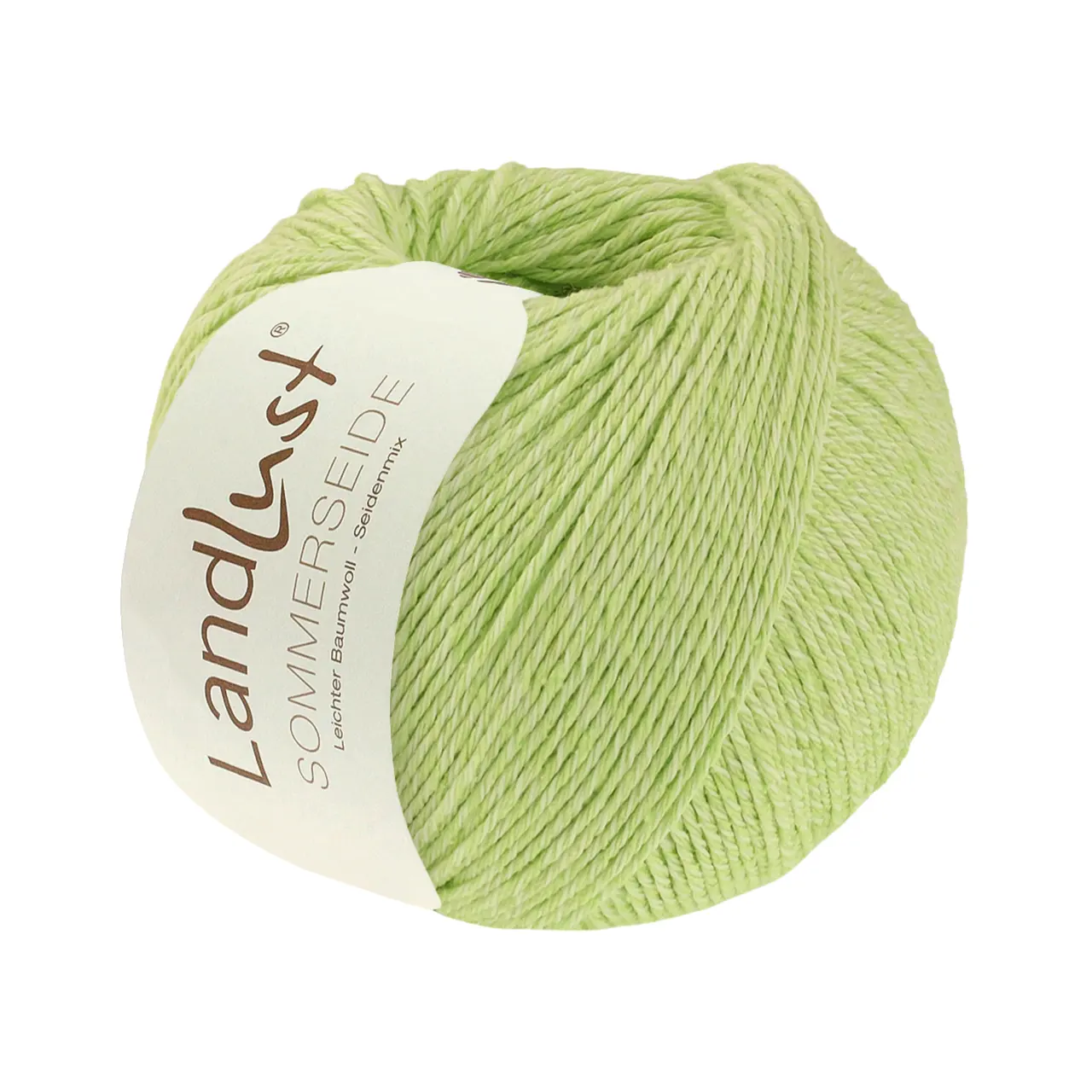 Landlust Sommerseide Uni 61 Frühlingsgrün von Lana Grossa. Feines & leichtes Baumwoll-Seidengarn