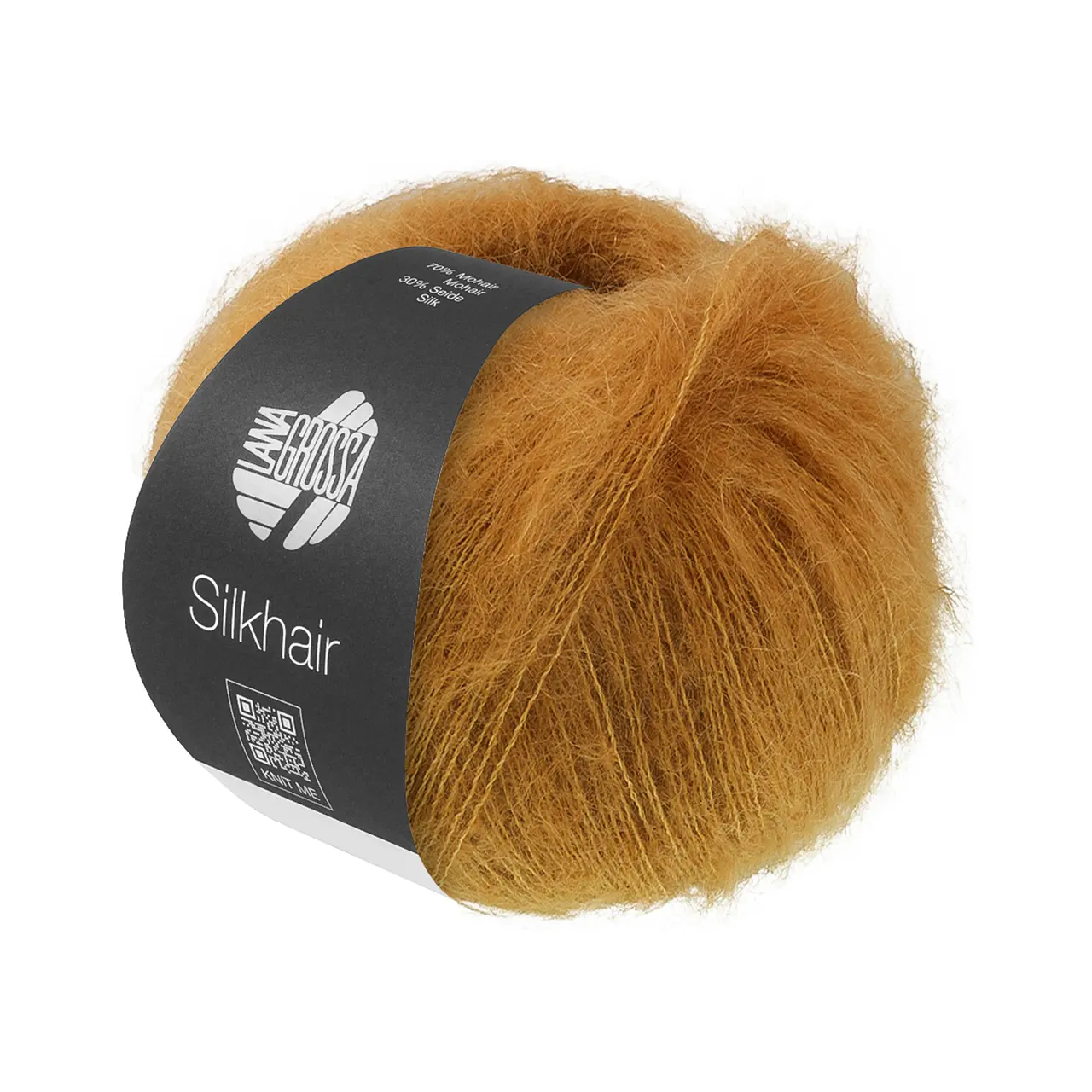 Silkhair Uni 229 Goldbraun von Lana Grossa. Feines Lace-Garn aus Superkid Mohair mit Seide