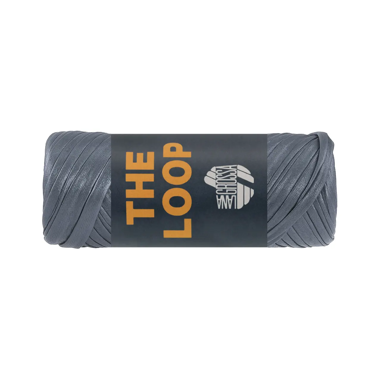 The Loop 11 Graublau von Lana Grossa. Einseitig beschichtetes gewirktes Band mit Matt-Glanz- Effekt - ideal für Dekoartikel & Taschen