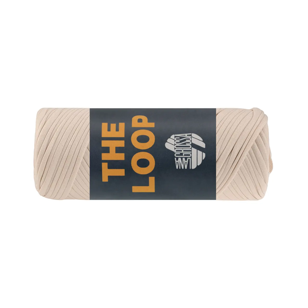The Loop 2 Beige von Lana Grossa. Einseitig beschichtetes gewirktes Band mit Matt-Glanz- Effekt - ideal für Dekoartikel & Taschen
