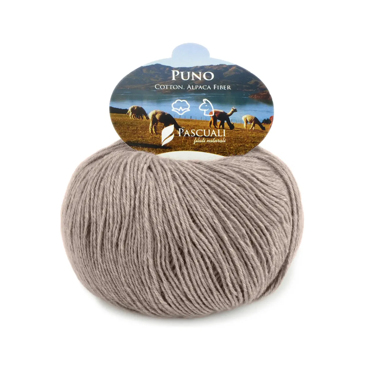 Puno 26 Walnussbaum von Pascuali. Eine traumhaft weiche Mischung aus Baumwolle und Alpakawolle. Das Garn eignet sich perfekt für leichte Oberteile und ebenso gut für Accessoires wie Schals oder Tücher. Puno ist angenehm weich und kann auch direkt auf der Haut getragen werden.