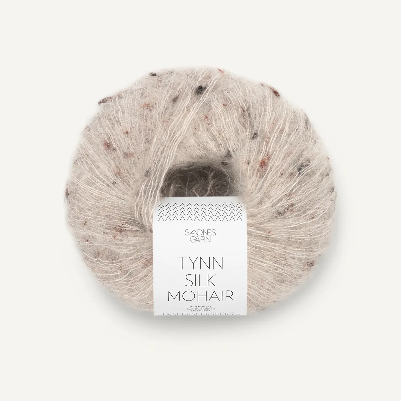 Tynn Silk Mohair 2600 Greige Tweed von Sandnes Garn. Eine weiche und luxuriöse Mischung aus feinstem Mohair Wolle und Seide.