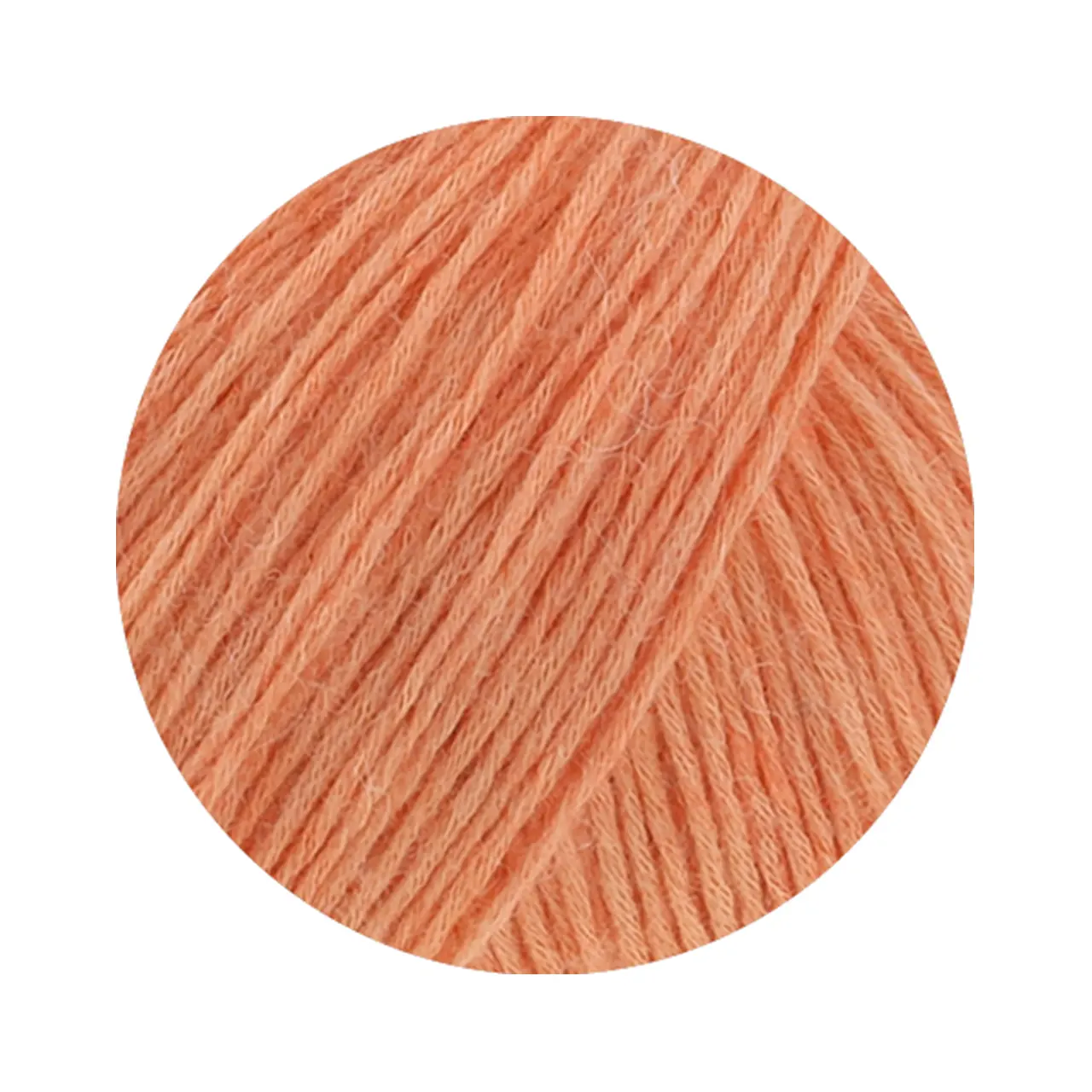 Ecopuno 229 Lachsorange von Lana Grossa. Edle Netzgarnstruktur aus Baumwolle gefüllt mit Merino/Alpaka
