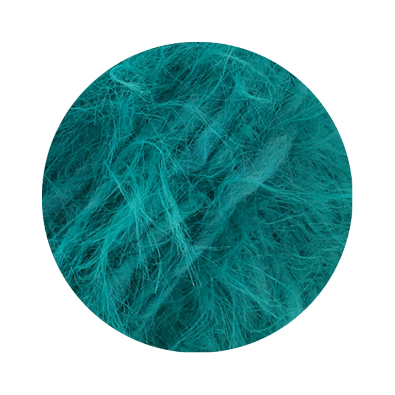 Basta 40 Petrol von Lana Grossa. Garn im Fake Fur Look locker verzwirnt aus einem Franseneffekt und feinen Merinofasern