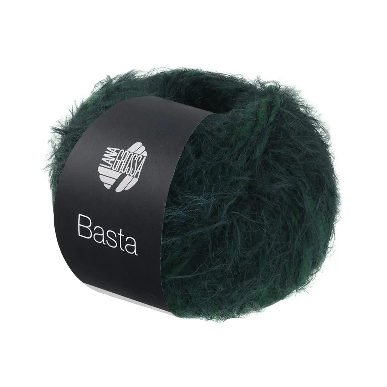 Basta 41 Schwarzgrün von Lana Grossa. Garn im Fake Fur Look locker verzwirnt aus einem Franseneffekt und feinen Merinofasern