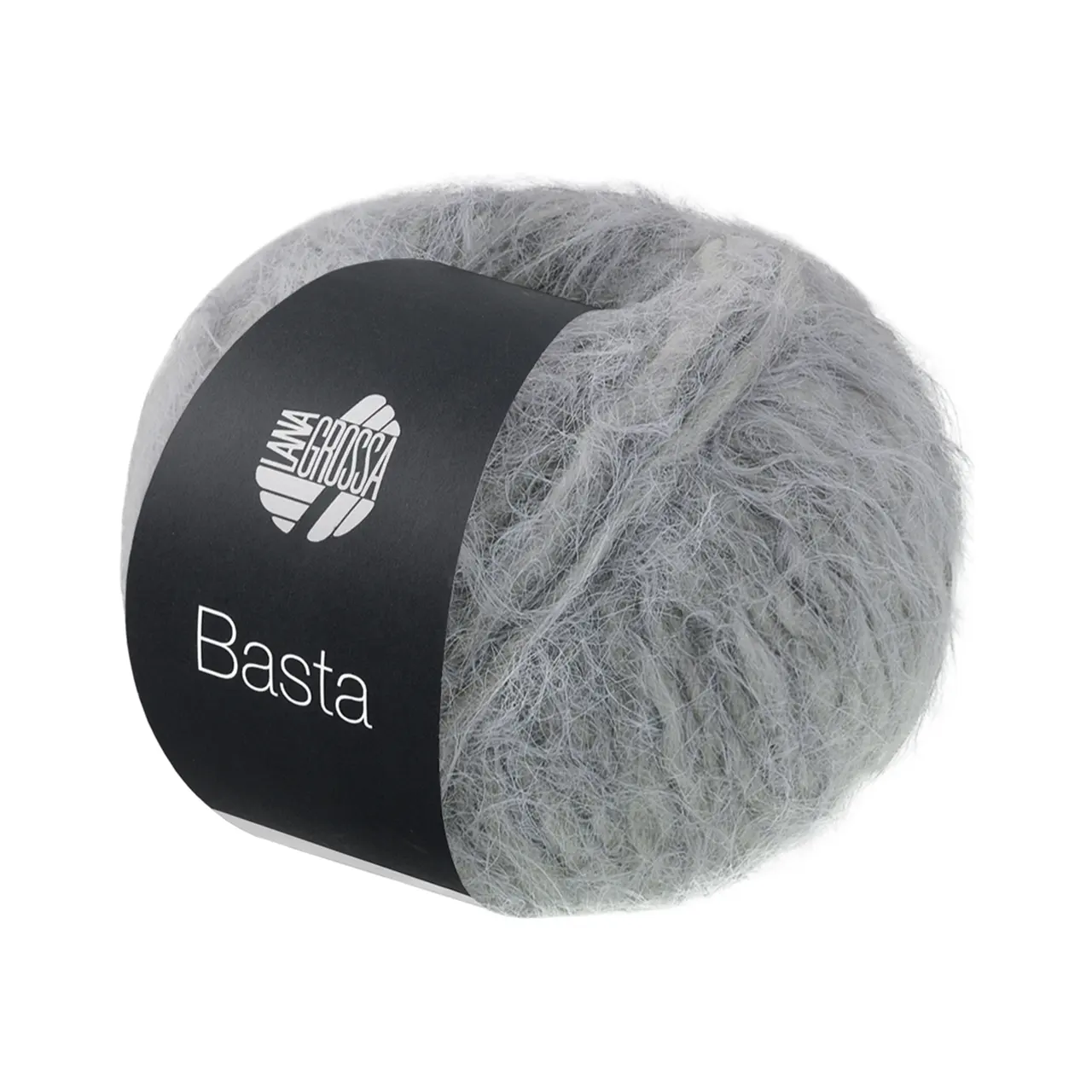 Basta 48 Grau von Lana Grossa. Garn im Fake Fur Look locker verzwirnt aus einem Franseneffekt und feinen Merinofasern