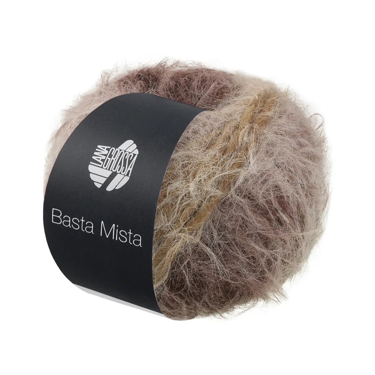Basta Mista 118 Taupe/Graubraun/Mokka/Grau-/Hellbeige von Lana Grossa. Garn im Fake Fur Look locker verzwirnt aus einem Franseneffekt und feinen Merinofasern