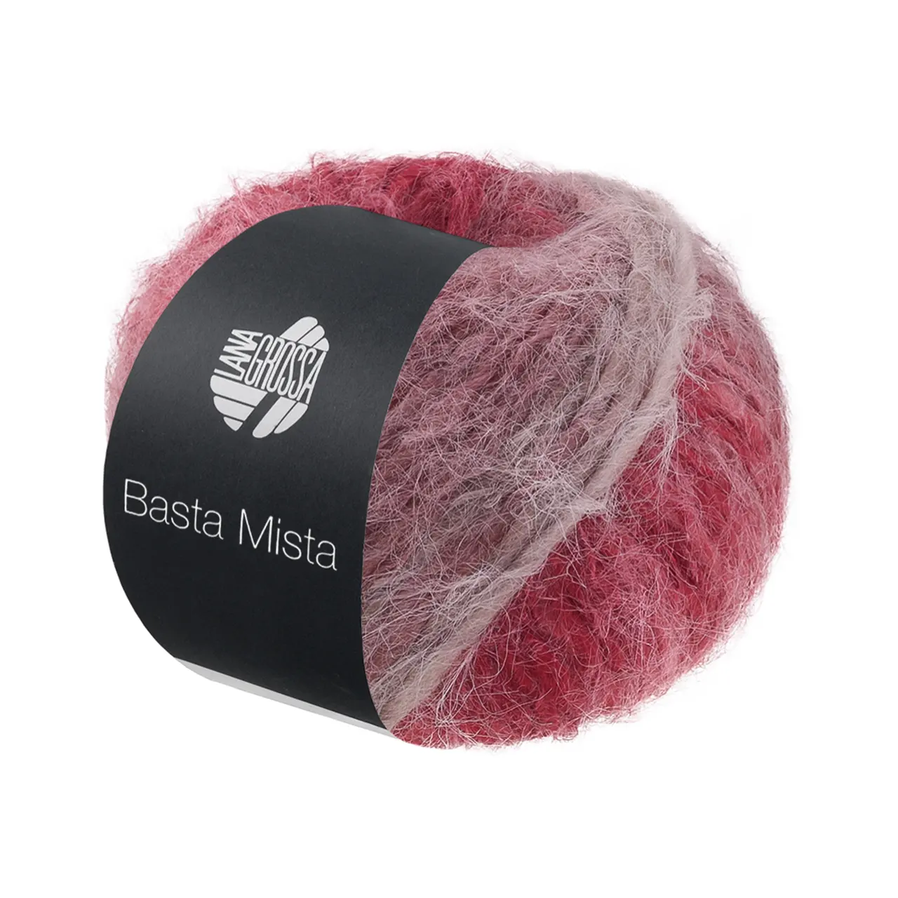 Basta Mista 119 Burgund/Wein-/Graurot/Taupe/Graubeige von Lana Grossa. Garn im Fake Fur Look locker verzwirnt aus einem Franseneffekt und feinen Merinofasern