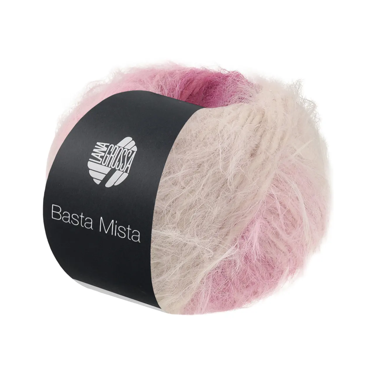 Basta Mista 123 Rotviolett/Fuchsia/Pink/Rosa/Rohweiß/Muschel von Lana Grossa. Garn im Fake Fur Look locker verzwirnt aus einem Franseneffekt und feinen Merinofasern