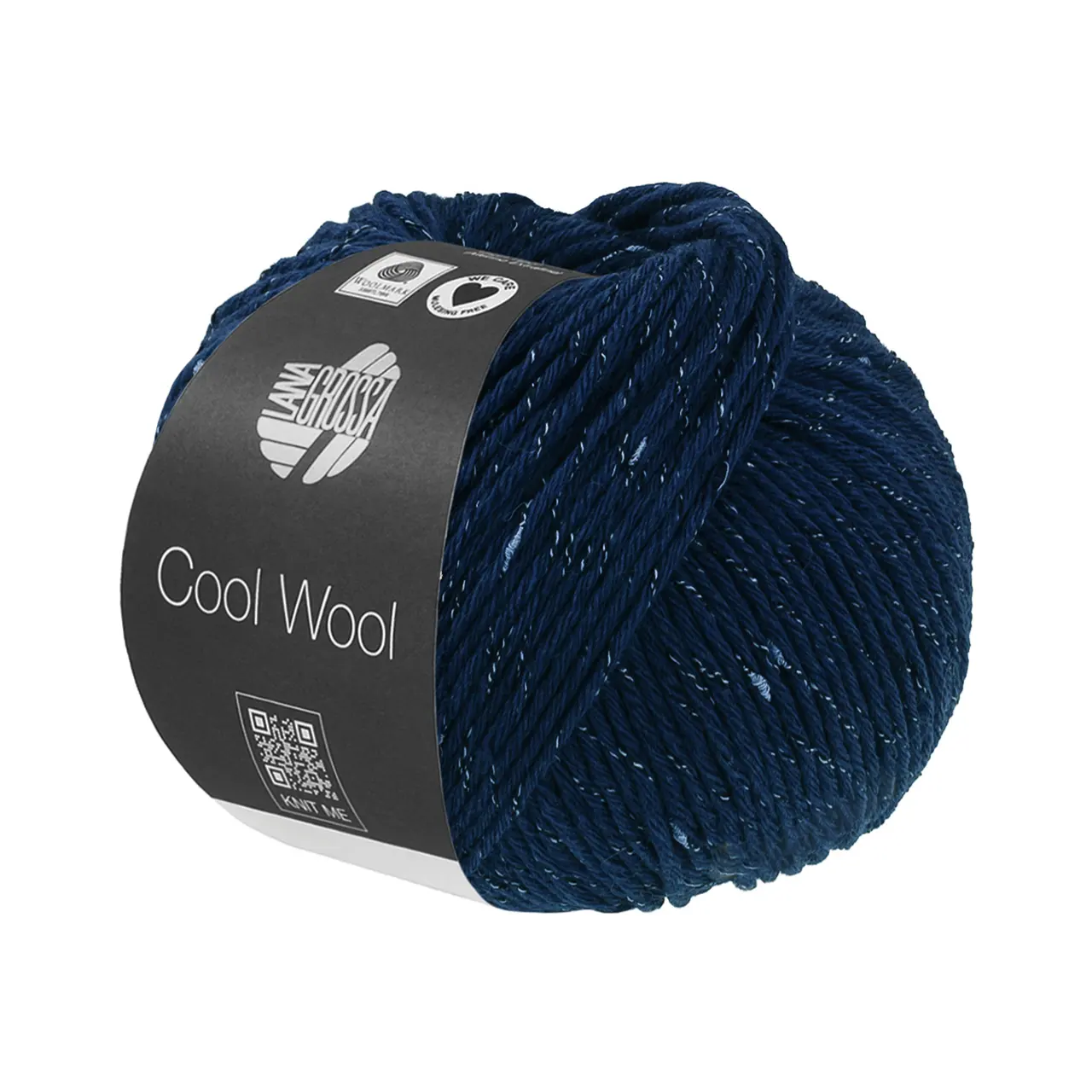 Cool Wool Big Dots 102 Dunkelblau von Lana Grossa. Merinoklassiker mit effektvollen Tweednoppen