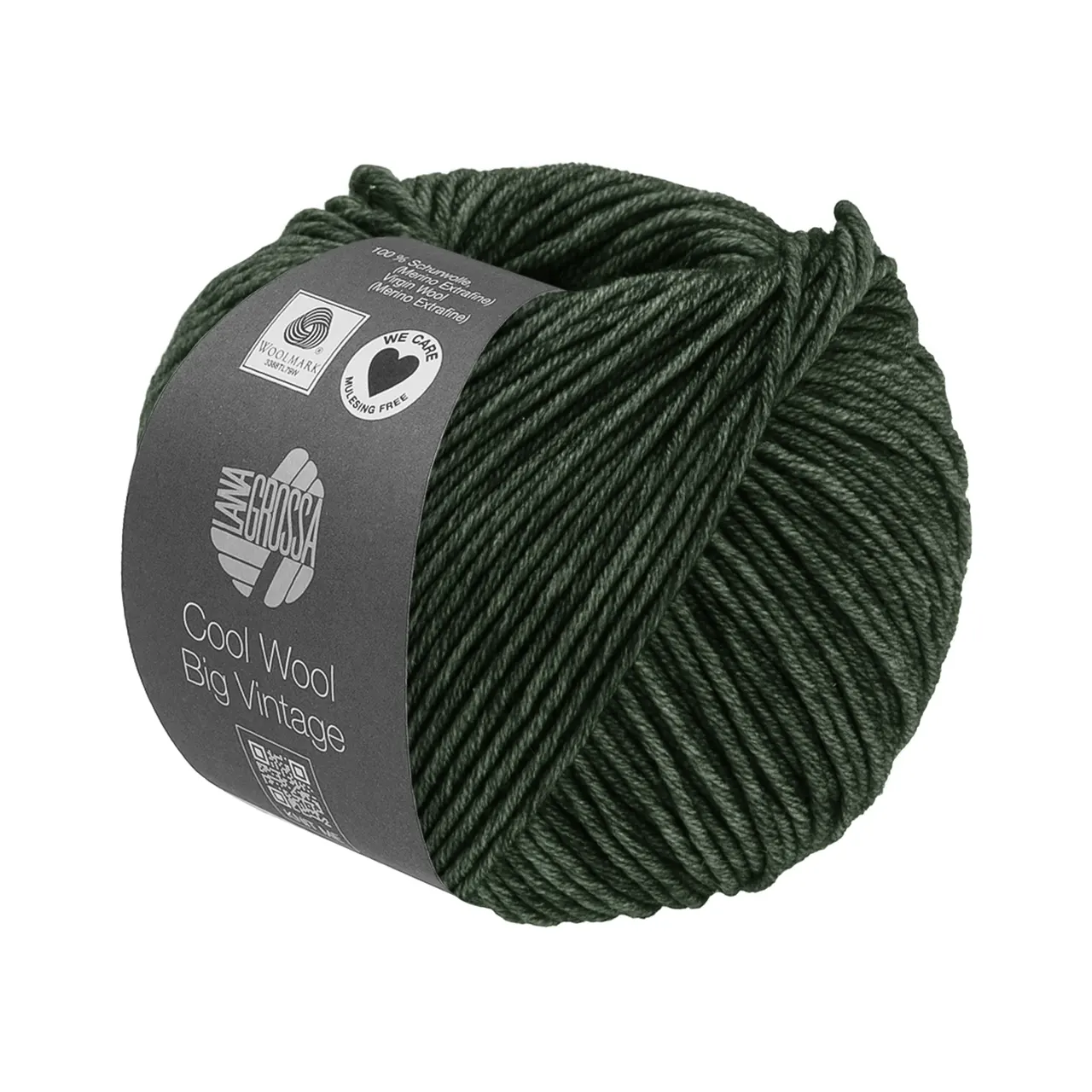 Cool Wool Big Vintage 7197 Waldgrün von Lana Grossa. Klassiker aus purer extrafeiner Merinowolle mit Ton-in-Ton Farbeffekt waschmaschinenfest und filzfrei (We Care).