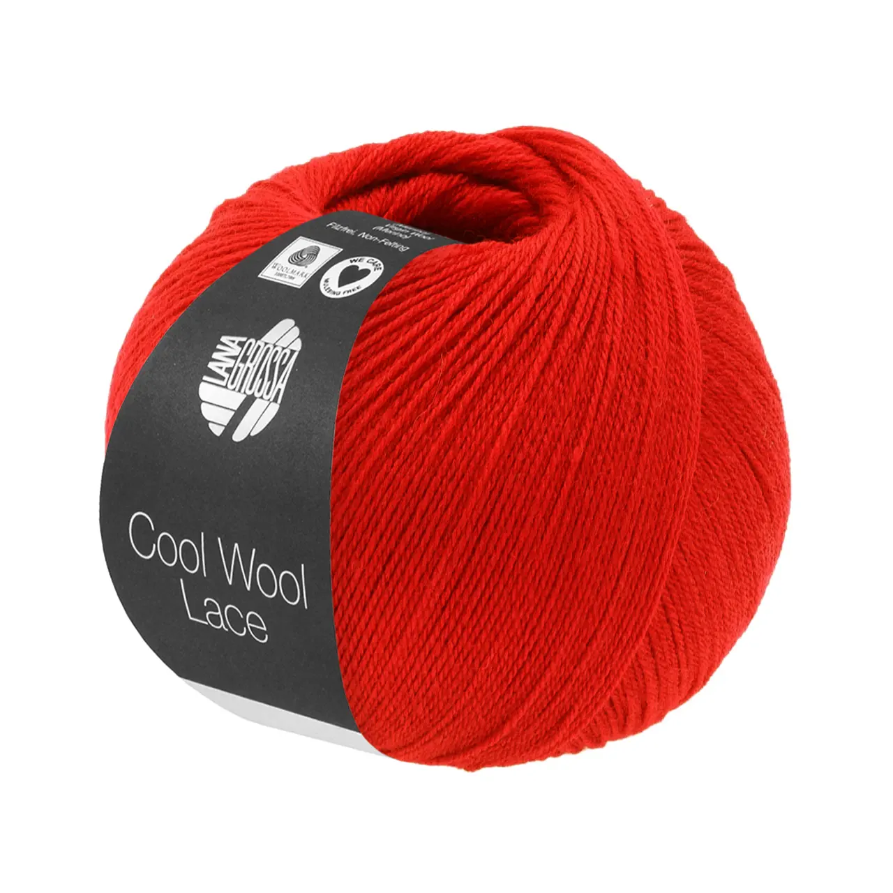 Cool Wool Lace 68 Leuchtendrot von Lana Grossa. Extrafeine Merinowolle waschmaschinenfest und filzfrei