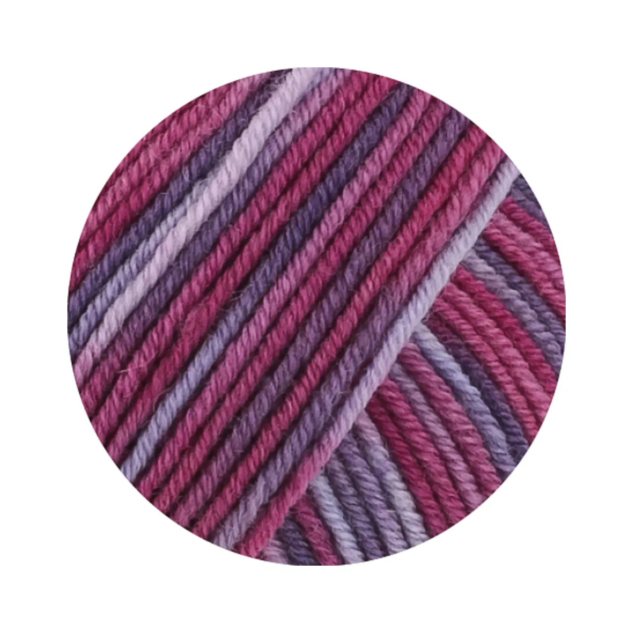 Cool Wool Print 841 Lila/Dunkelfuchsia/Rotviolett von Lana Grossa. Extrafeine Merinowolle waschmaschinenfest und filzfrei