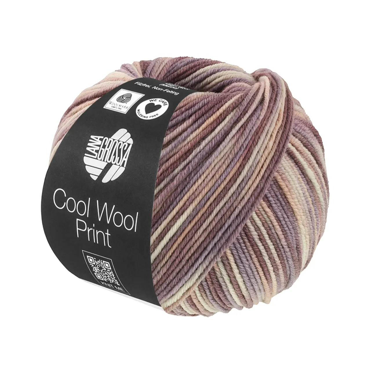 Cool Wool Print 845 Grège/Beige/Mauve/Taupe/Graubraun von Lana Grossa. Extrafeine Merinowolle waschmaschinenfest und filzfrei
