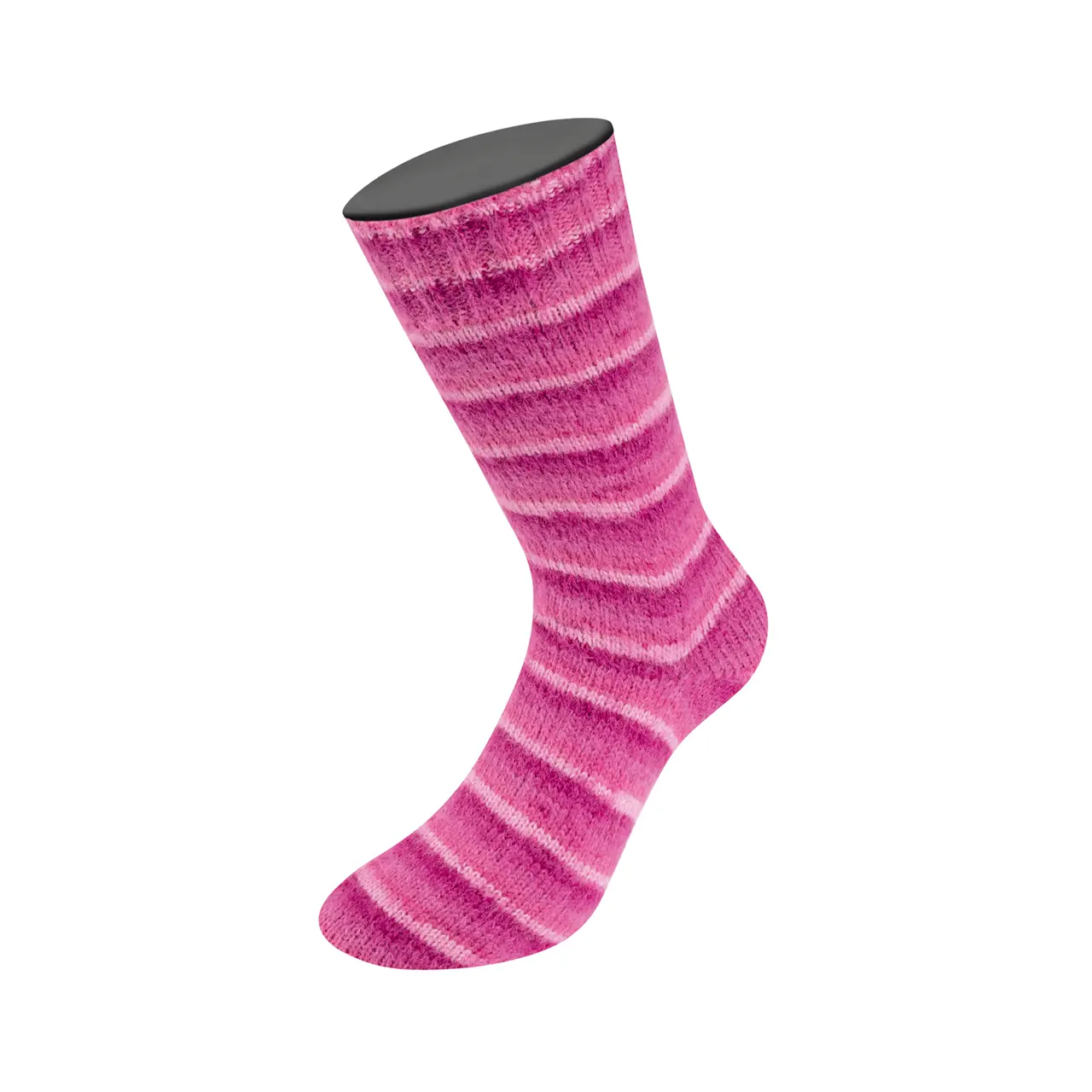 Cosy Socks Soft Stripes 108 Rosa/Altrosa/Lachs/Erikarot von Lana Grossa. Flauschiges Sockengarn mit Merinowolle mit besonderem Druckeffekt waschmaschinenfest á