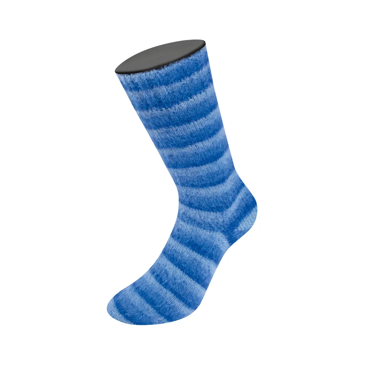 Cosy Socks Soft Stripes 109 Hell-/Himmelblau/Blau/Marine von Lana Grossa. Flauschiges Sockengarn mit Merinowolle mit besonderem Druckeffekt waschmaschinenfest á
