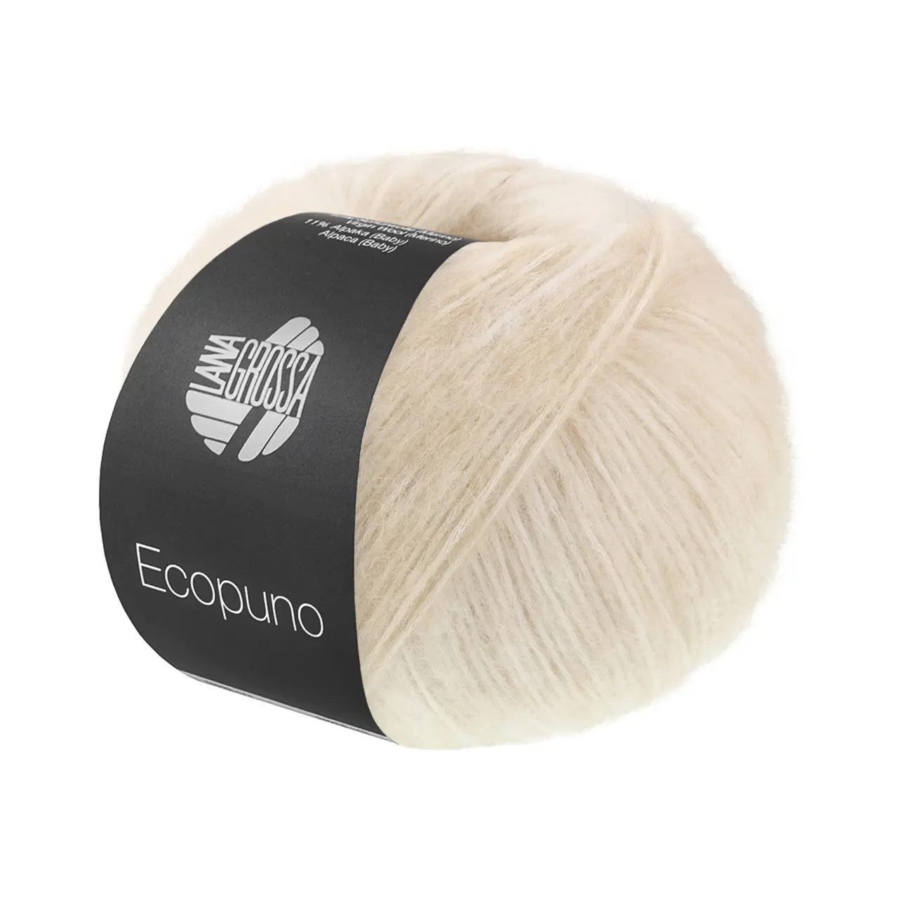 Ecopuno Sfumato 701 Rohweiß/Beige von Lana Grossa. Flauschige Netzgarnstruktur aus Baumwolle voluminös gefüllt mit Merino/Baby Alpaka