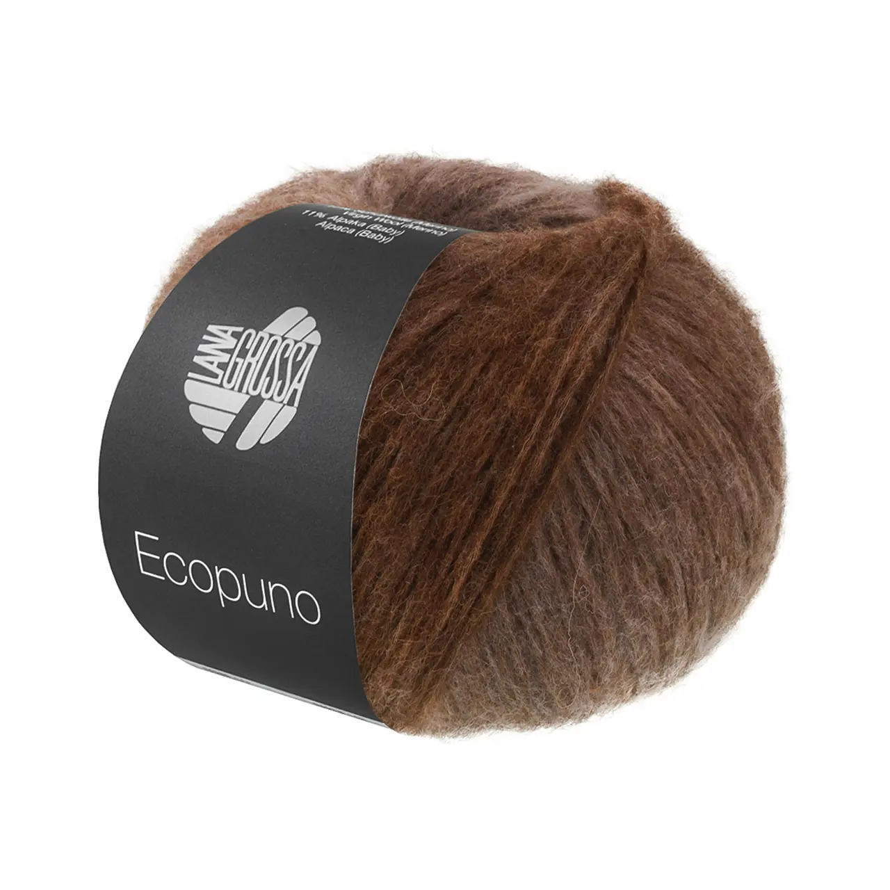 Ecopuno Sfumato 702 Graubraun/Mokka von Lana Grossa. Flauschige Netzgarnstruktur aus Baumwolle voluminös gefüllt mit Merino/Baby Alpaka