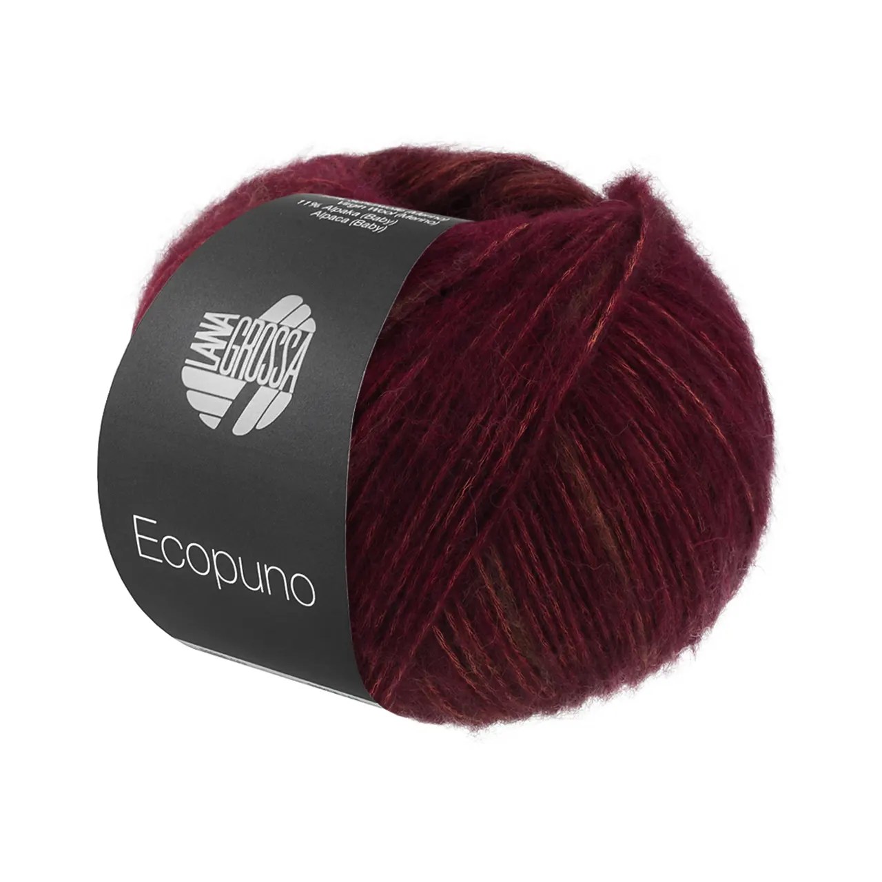 Ecopuno Sfumato 703 Rost-/Dunkelrot von Lana Grossa. Flauschige Netzgarnstruktur aus Baumwolle voluminös gefüllt mit Merino/Baby Alpaka