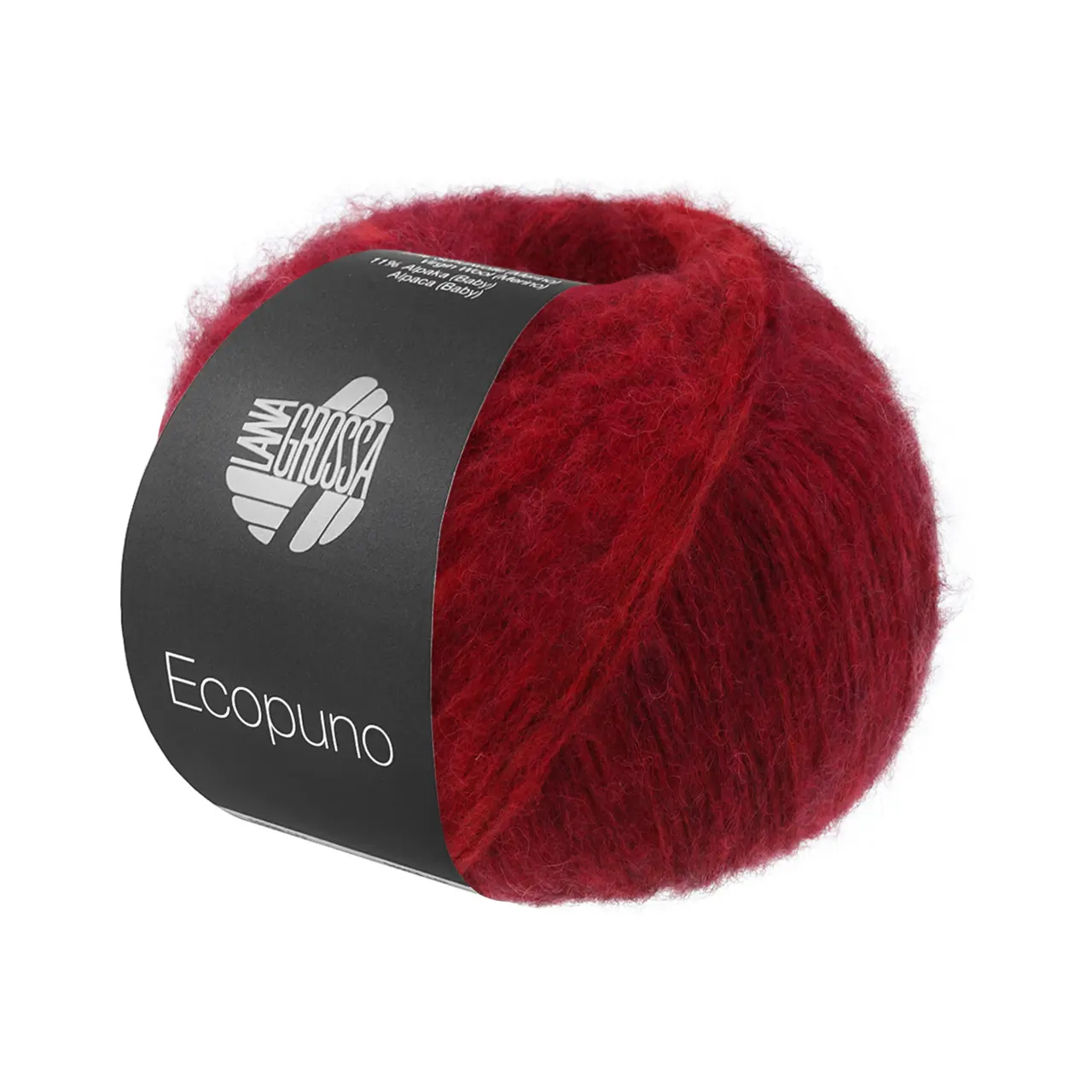Ecopuno Sfumato 706 Rot/Schwarz von Lana Grossa. Flauschige Netzgarnstruktur aus Baumwolle voluminös gefüllt mit Merino/Baby Alpaka