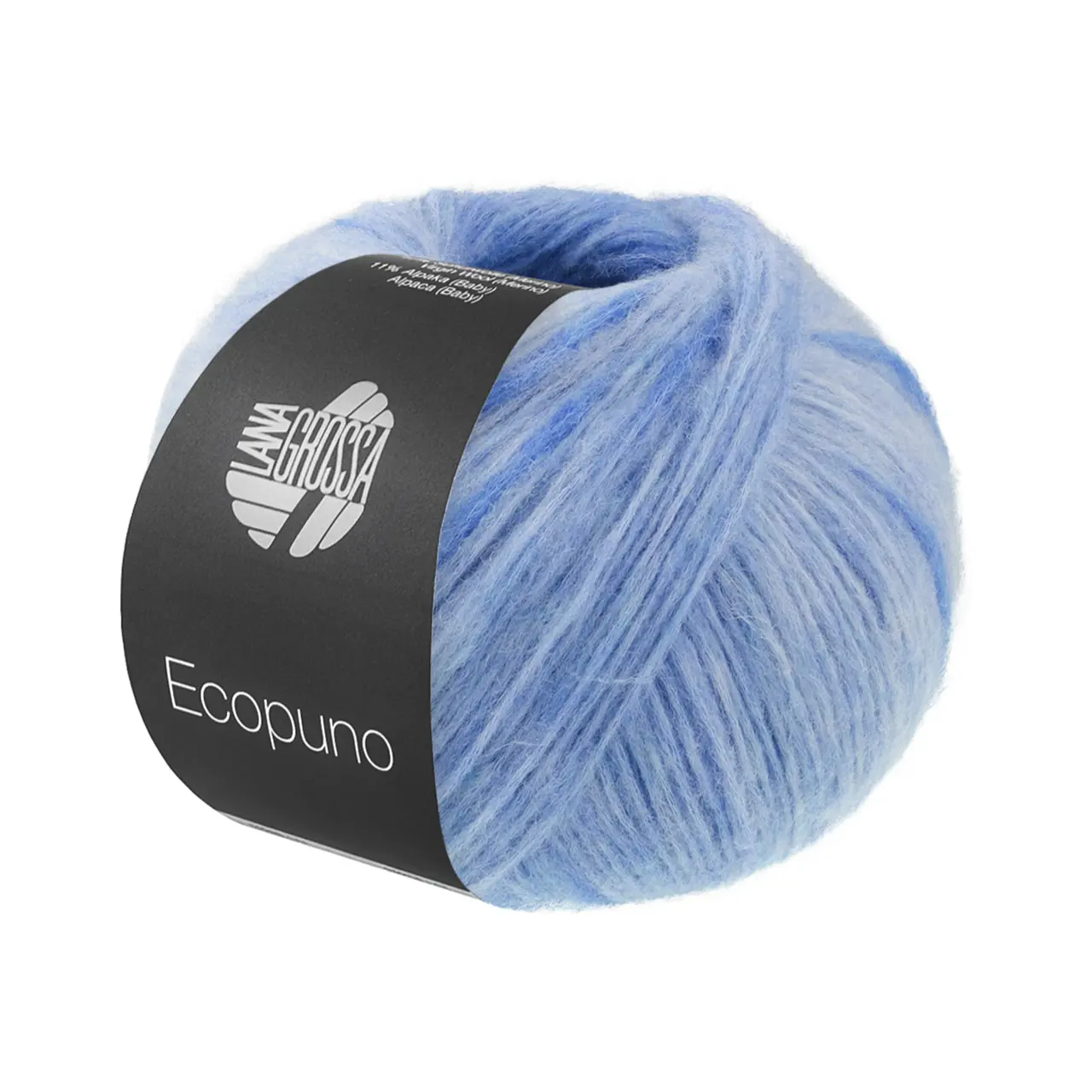 Ecopuno Sfumato 709 Blau/Himmelblau von Lana Grossa. Flauschige Netzgarnstruktur aus Baumwolle voluminös gefüllt mit Merino/Baby Alpaka