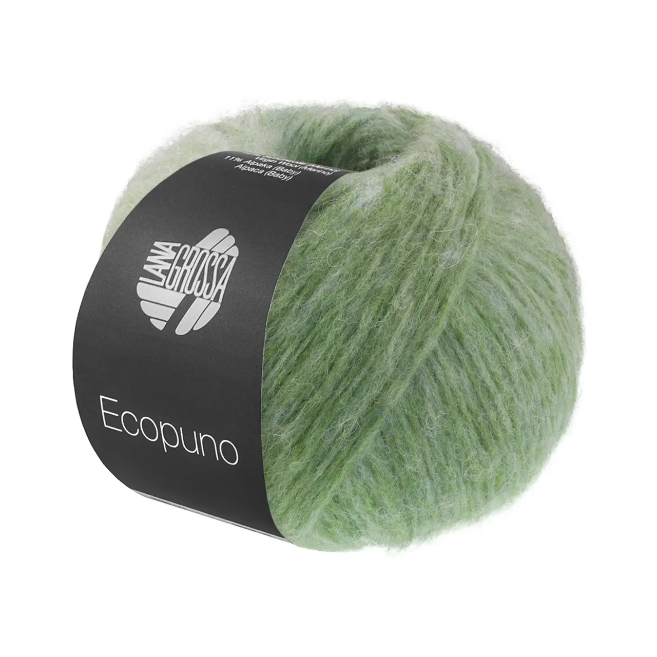 Ecopuno Sfumato 710 Grün/Resedagrün von Lana Grossa. Flauschige Netzgarnstruktur aus Baumwolle voluminös gefüllt mit Merino/Baby Alpaka