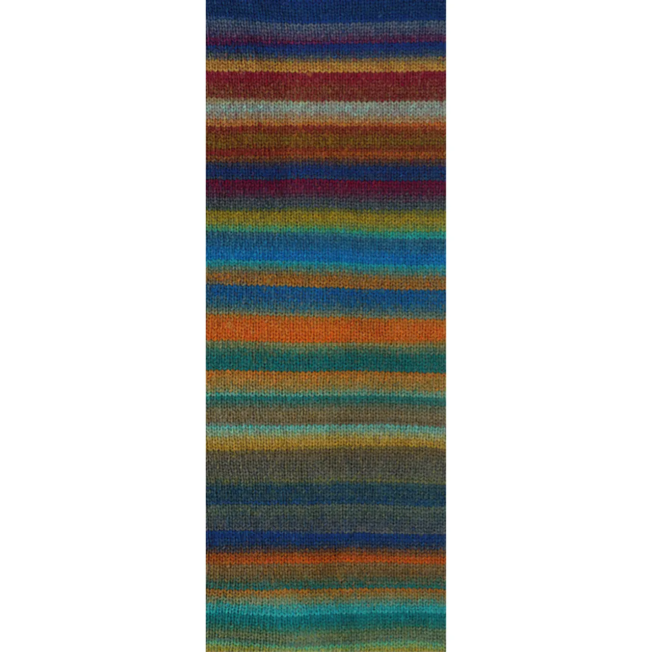 Farfalla 13 Dunkelblau/-Grau/Burgund/Camel/Mint/Orange/Oliv/Türkis/Blau/Braun/Petrolgrün von Lana Grossa. Leichtes Kettengarn aus weicher Merinowolle mit effektvollem Streifenmuster