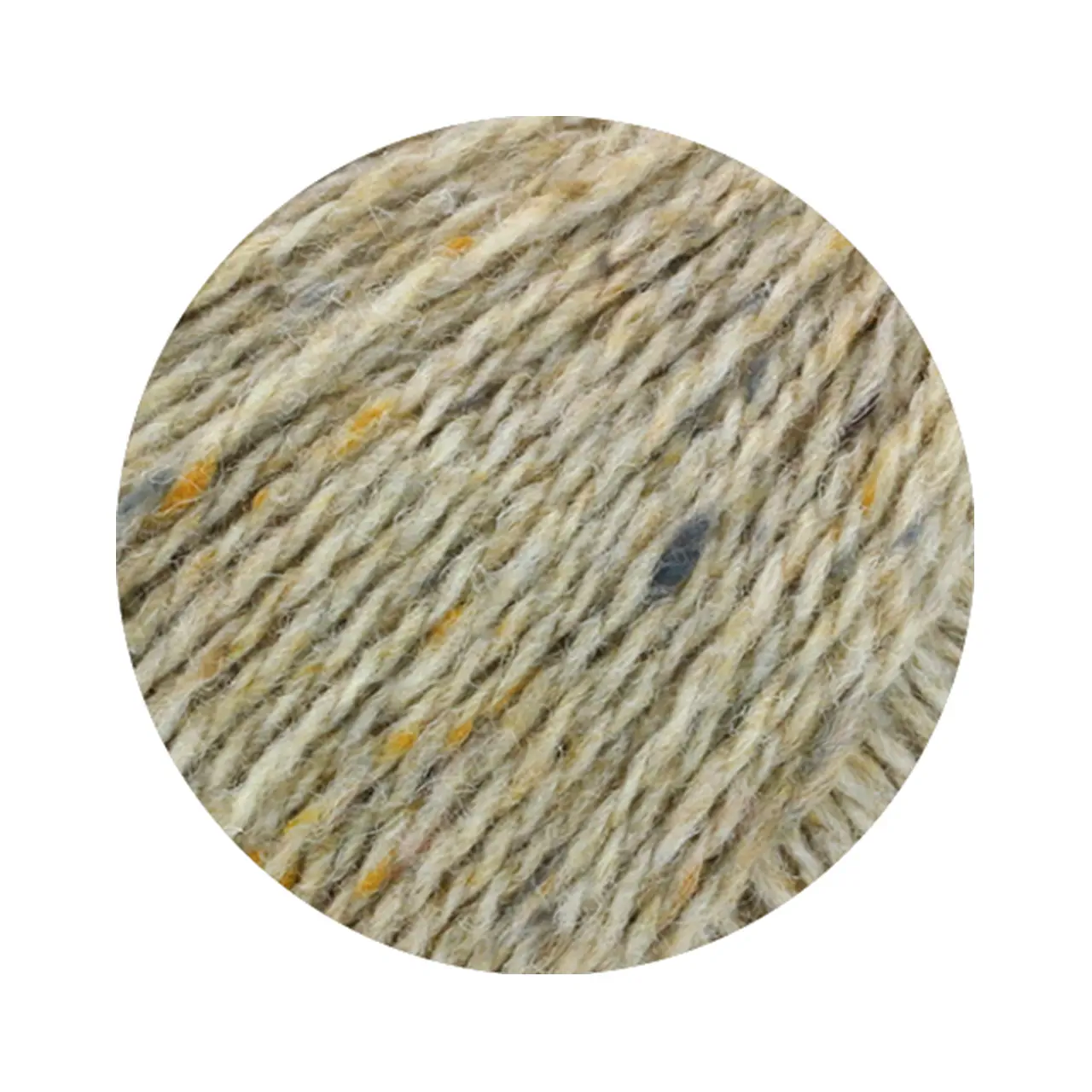 Landlust Soft Tweed 180 102 Beige Meliert von Lana Grossa. Klassisch verzwirntes Tweedgarn aus Schurwolle mit mehrfarbigen Noppen