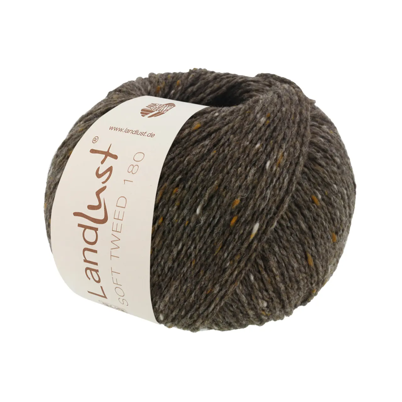 Landlust Soft Tweed 180 103 Graubraun Meliert von Lana Grossa. Klassisch verzwirntes Tweedgarn aus Schurwolle mit mehrfarbigen Noppen