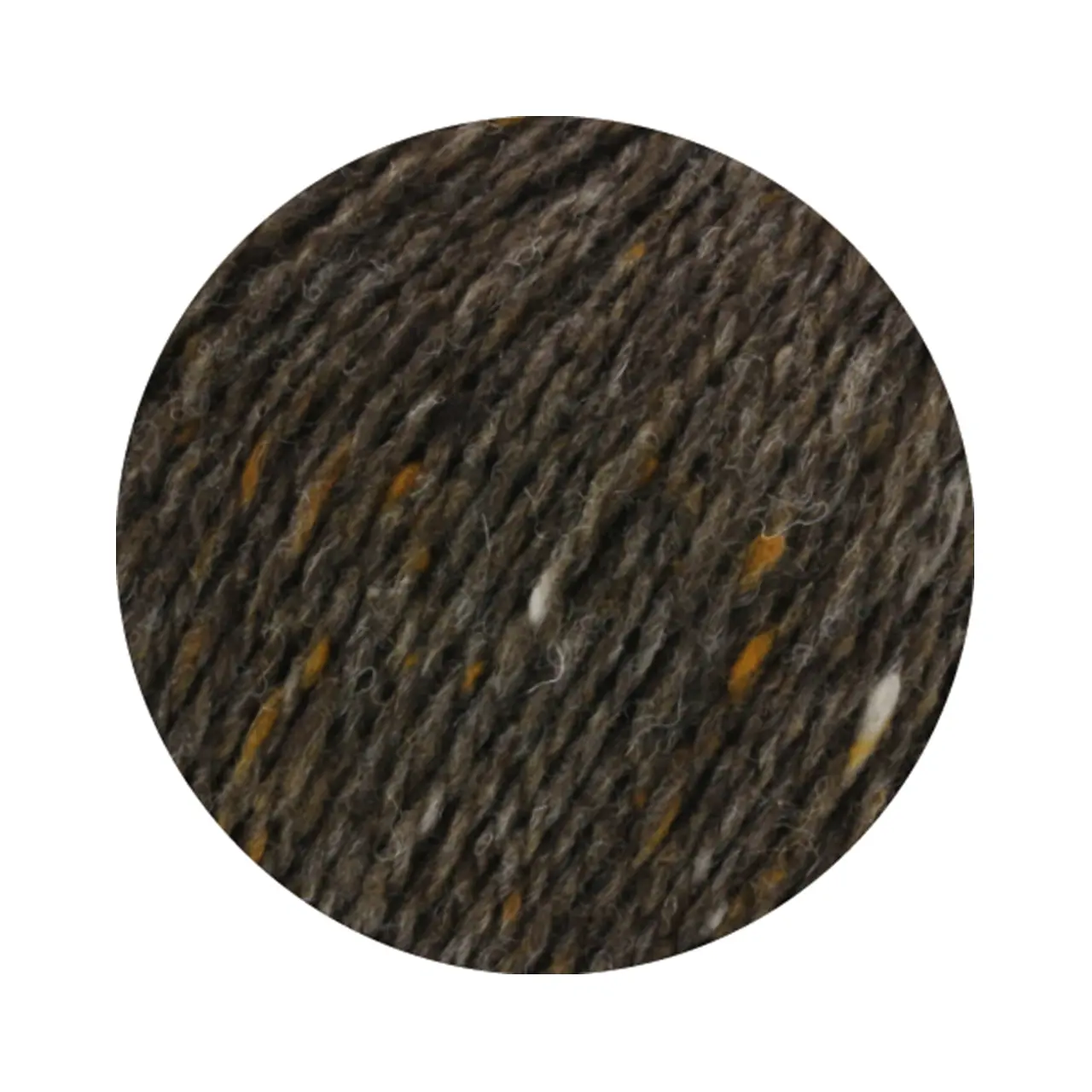 Landlust Soft Tweed 180 103 Graubraun Meliert von Lana Grossa. Klassisch verzwirntes Tweedgarn aus Schurwolle mit mehrfarbigen Noppen