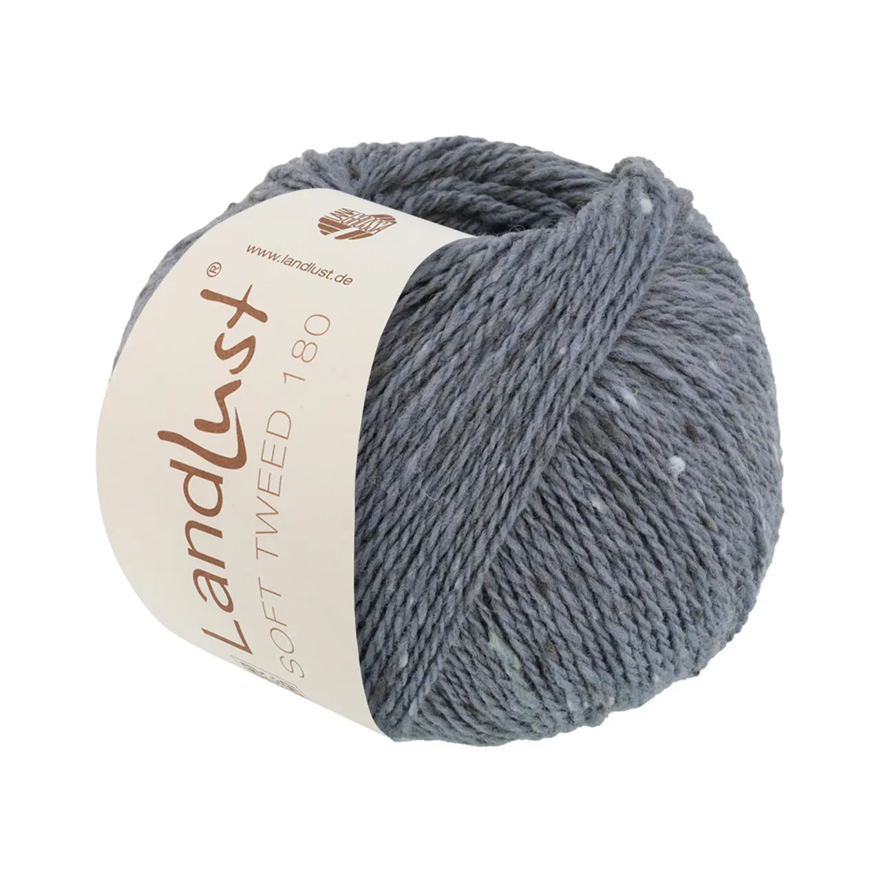 Landlust Soft Tweed 180 121 Jeans Meliert von Lana Grossa. Klassisch verzwirntes Tweedgarn aus Schurwolle mit mehrfarbigen Noppen