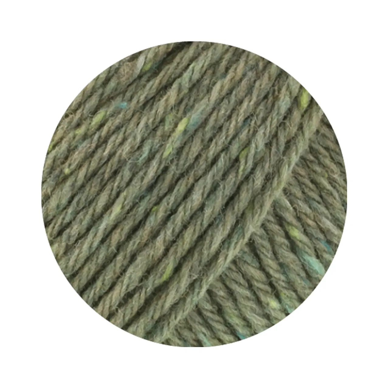 Landlust Soft Tweed 90 35 Salbeigrün Meliert von Lana Grossa. Klassisch verzwirntes Tweedgarn aus Schurwolle mit mehrfarbigen Noppen