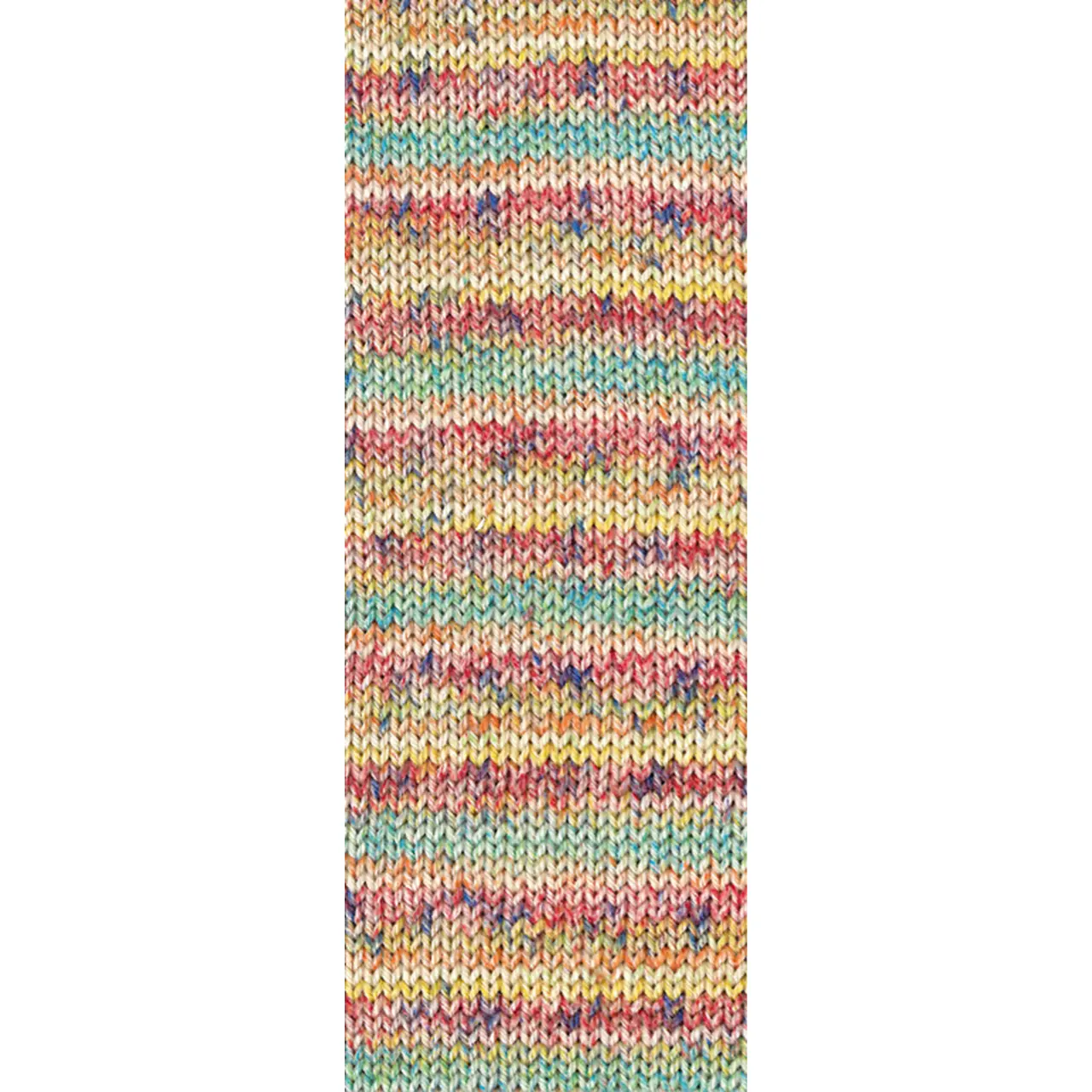 Meilenweit 100 Merino Extrafine Mountain 7602 Rot/Gelb/Türkis/Orange/Ecru/Dunkelgrau Gestreift von Lana Grossa. Sockengarn aus Merinowolle waschmaschinenfest