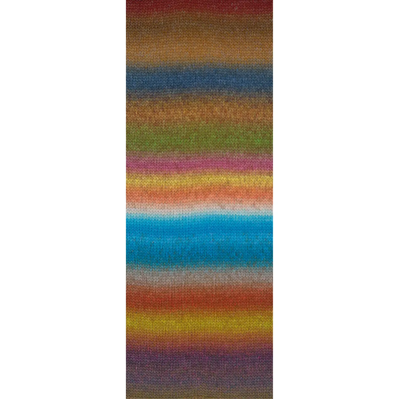 Candy 9 Nougat/Schoko-/Rostbraun/Stahlblau/Grün/Fuchsia/Pistazie/Mint/Türkis/Graublau/Violett von Lana Grossa. Effektgarn aus flauschigen Merinofasern mit vielfarbigem unregelmäßigen Streifeneffekt